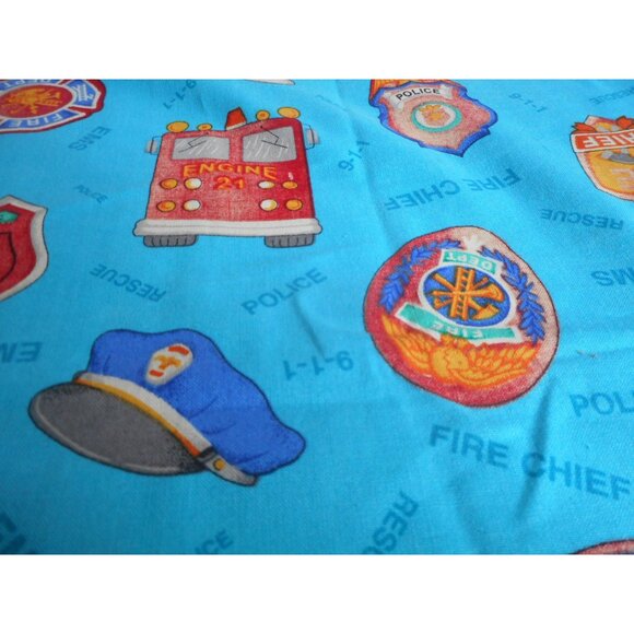 Kids Room Valance Police Fire Truck EMS Badge Hat First Responder 84x18.5 #2 - Picture 3 of 5